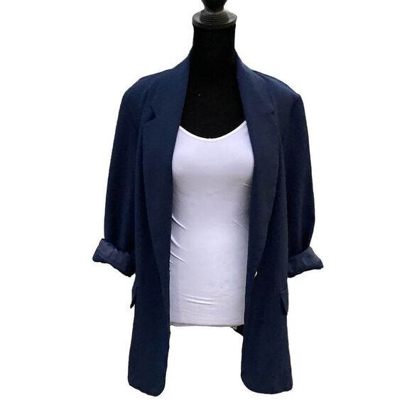 Worthington Petite Essentials vintage dark blue single button blazer - Picture 1 of 8